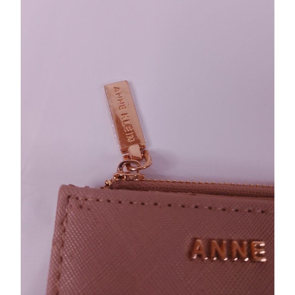 Anne Klein Women’s Small Bifold Wallet Tan Faux Leather Zip - Picture 3 of 11